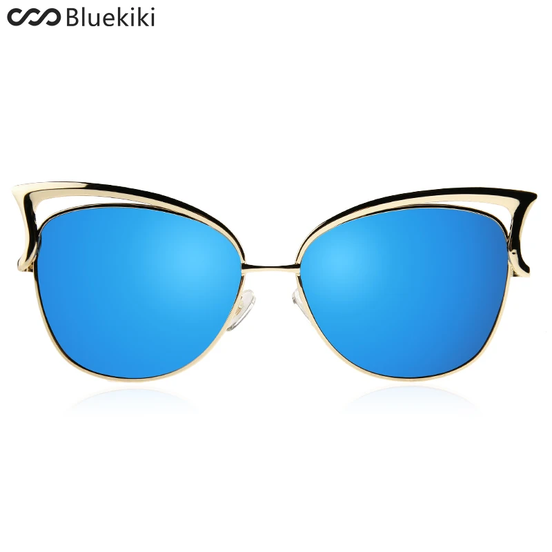 blue Kiki Для женщин Солнцезащитные очки для женщин Поляризованные Ретро кошачий Средства ухода для век Металл вождения золото Защита от солнца Очки Брендовая Дизайнерская обувь UV400 Óculos де золь - Цвет линз: blue