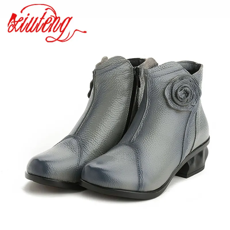 Xiuteng/высокое качество; Mujer Chaussure; женские ботинки из натуральной кожи; повседневные женские туфли-лодочки; зимние сапоги; плюшевые зимние сапоги для женщин