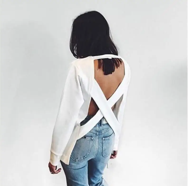 Женский свободный свитер с открытой спиной Свободный пуловер длинным рукавом