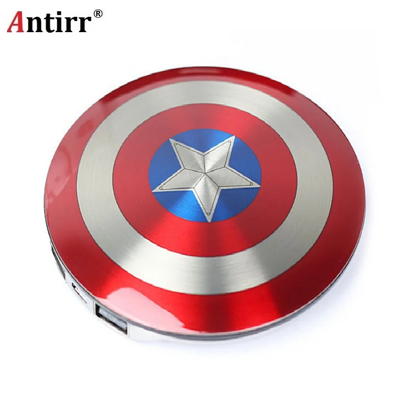Внешний Батарея капитан США щит 6800 мАч duble USB power bank зарядное устройство для iPhone 5 6 6s samsung s5 s6