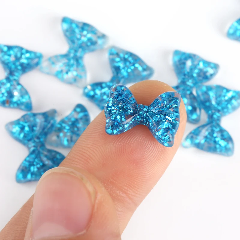 Blueness 10 шт плоский задний смоляный бант для ногтей 6 цветов Блестящий галстук