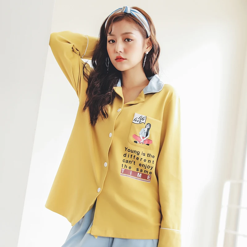 2019 новые дизайнерские пижамы для женщин пижамные комплекты мягкий 100% хлопок 2 шт.