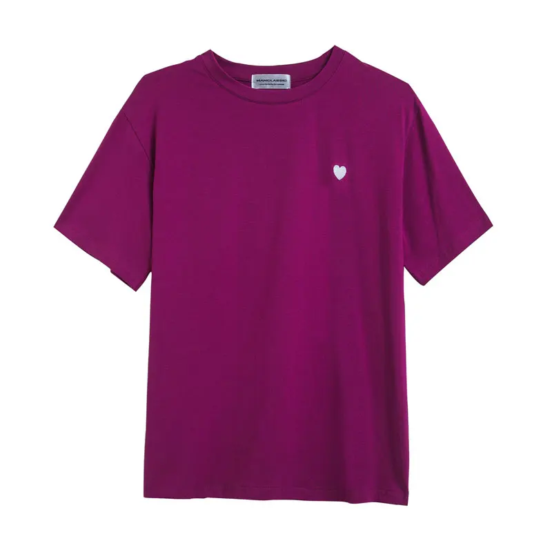

PERHAPS U Rose Heart Embroidery Short Sleeve O Neck Tees Tops T Shirt Casual Women Female B0120