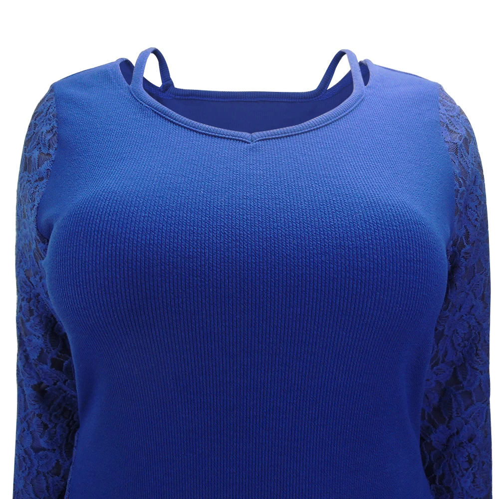 2019 Женский Повседневный свободный кружевной свитер с открытыми плечами Топ зима