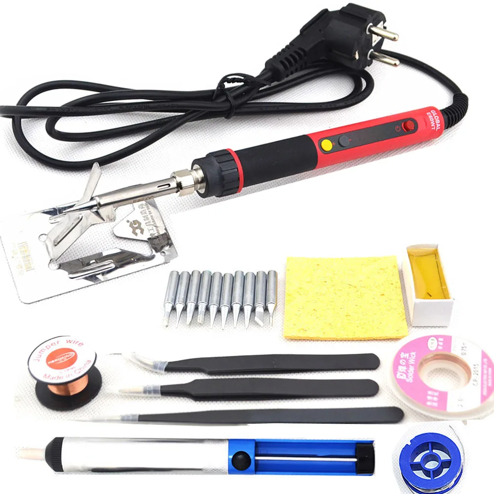 E60W SET2 E60W цифровой ЖК-регулируемый NC термостат Электрический паяльник набор сварочный ремонт с мультиметром Desoldeirng насос инструмент 220 В - Цвет: E60W SET2