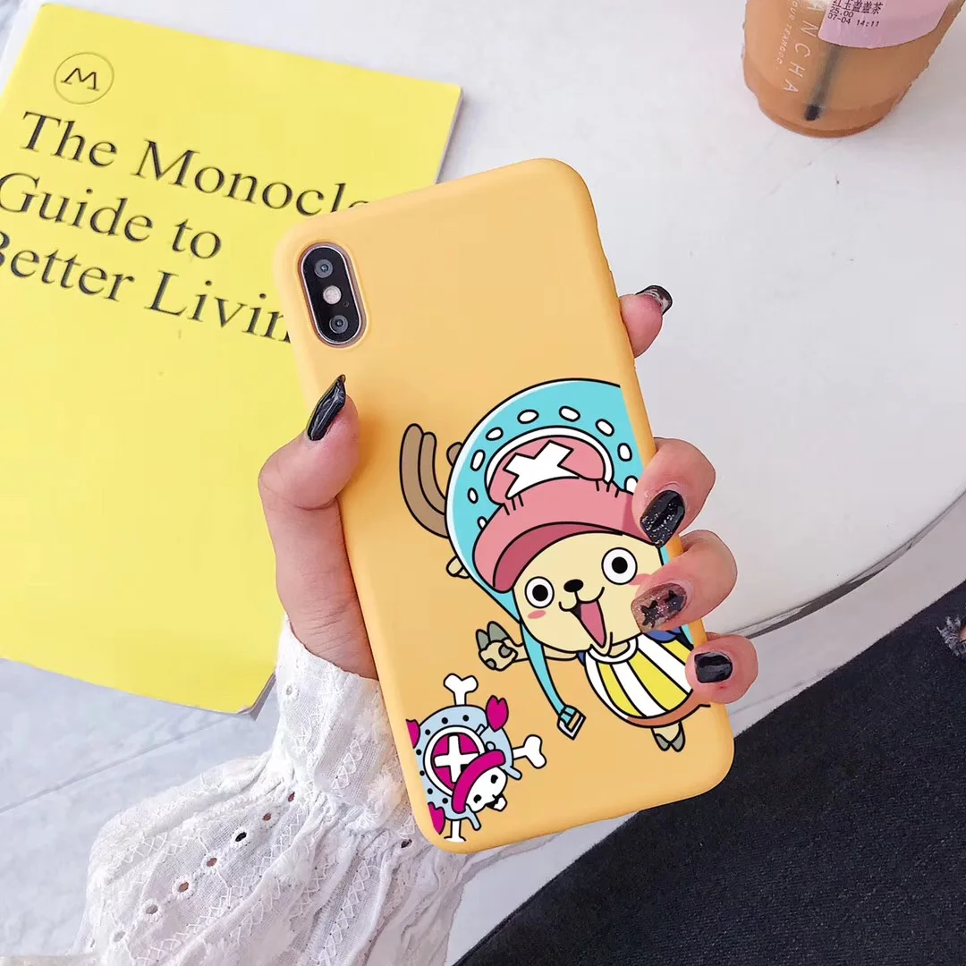 ONE PIECE Phone Case Japan Anime Cartoon Luffy Coque For iphone Xs MAX XR X 6 6s 7 8 plus Couple Painted Soft TPU back Cover |