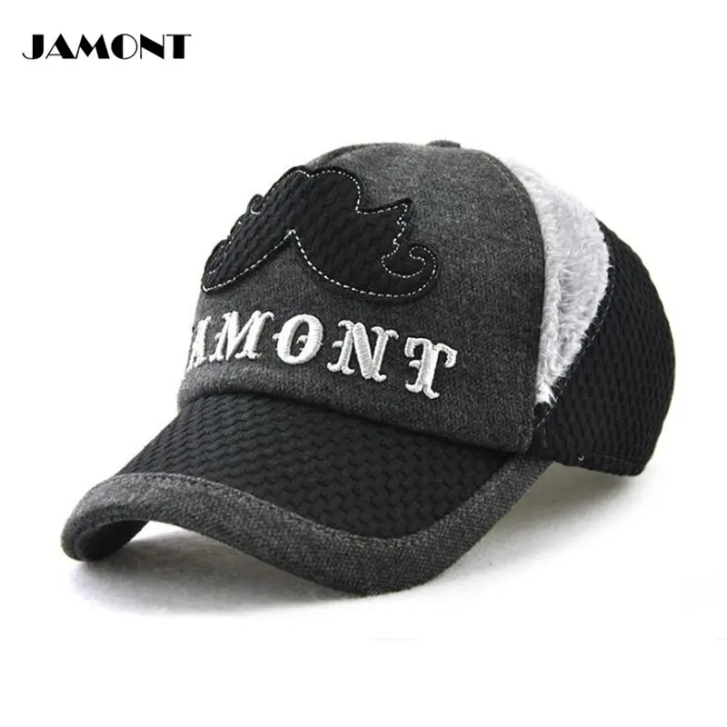 JAMONT Winter Child Golf Cap Ear Protection Beard Embroidery Cotton With Short Plush Warm Adjustable Hats 5Colors | Спорт и