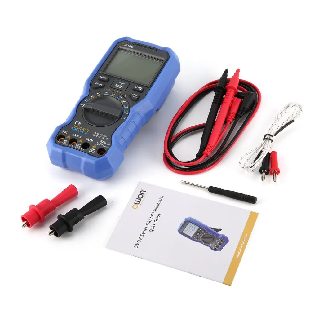 Owon OW18B Digital Multimeter DC/AC Voltage Current Meter Handheld Voltmeter Ammeter Diode NCV Tester Multitester True RMS | Инструменты