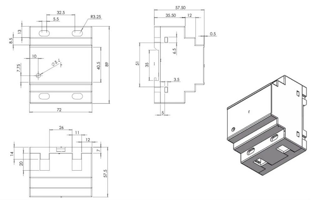 Пластиковый корпус проекционный распределительная коробка на din-рейку (1 шт.) 88*70*51