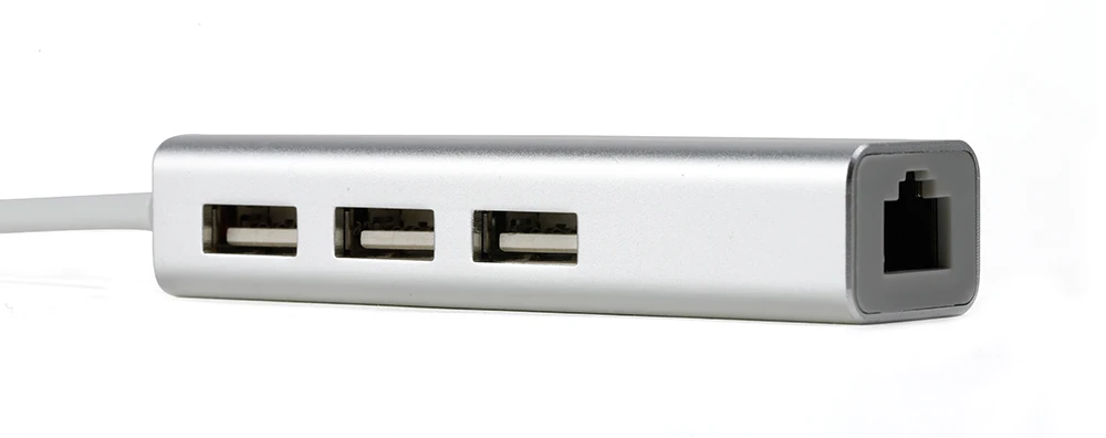 Алюминий сплав USB2.0 концентратора Ethernet-адаптер+ 3 Порты и разъёмы концентратор USB 2,0 RJ45 10/100 Мбит/с Lan для macbook Windows 10/8/7/XP