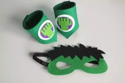 hulk Войлочная маска и браслет/набор креативных мультфильмов супер герой Маскарад день детей вечерние принадлежности рождественские аксессуары для детей - Цвет: hulk