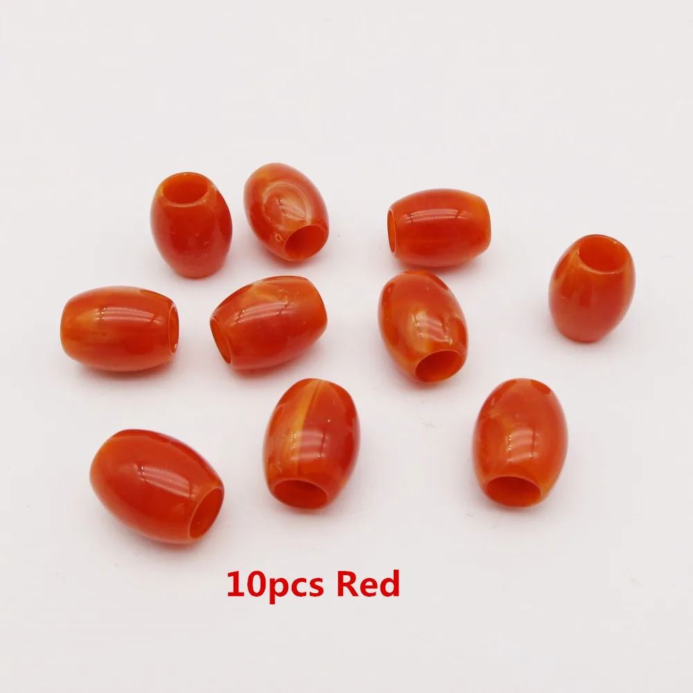 10pcs Red 10 шт.-20 шт., акриловые, разные цвета, 4 цвета, вязаные крючком Детские косы для волос, dread dreadlock, бусины кольца, трубка, Приблизительно 6 мм, аксессуары для отверстий - Цвет: 10pcs Red