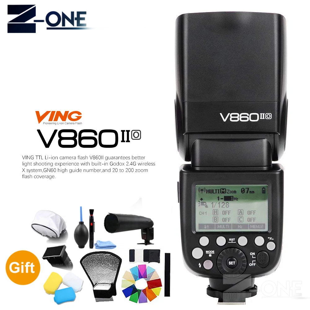 

GODOX V860II-O GN60 2,4G TTL HSS 1/8000s Li-on Батарея Вспышка Speedlite для Olympus Panasonic + подарок