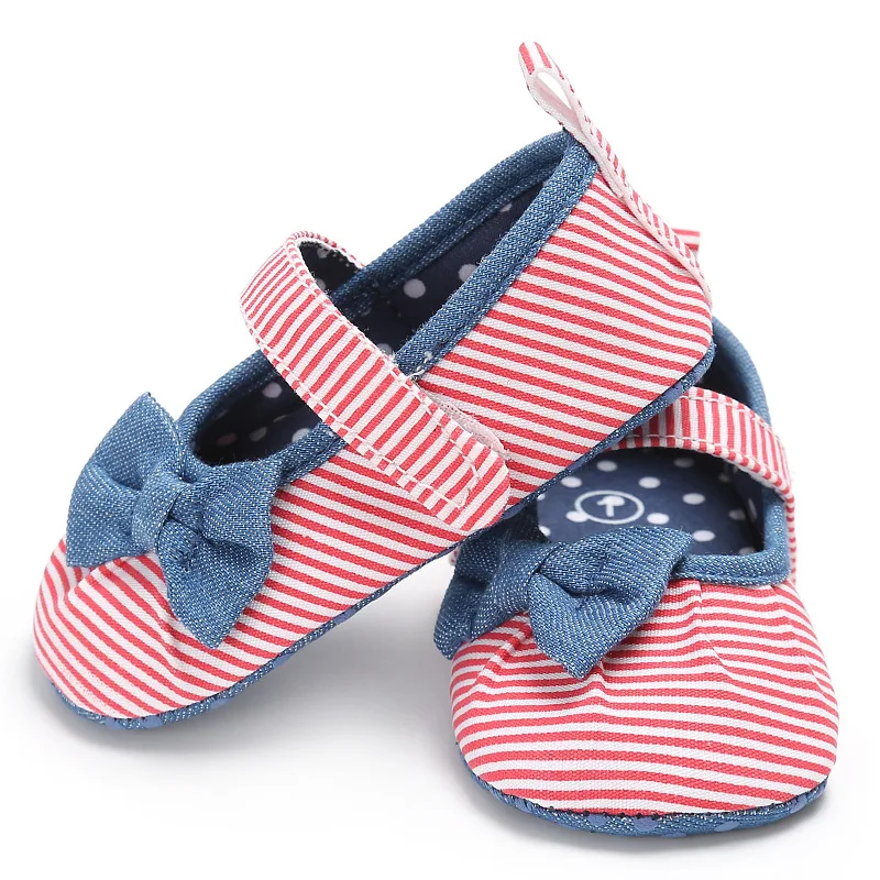 Весенне осенняя От 0 до 1 года для маленьких девочек полосатая обувь принцессы с