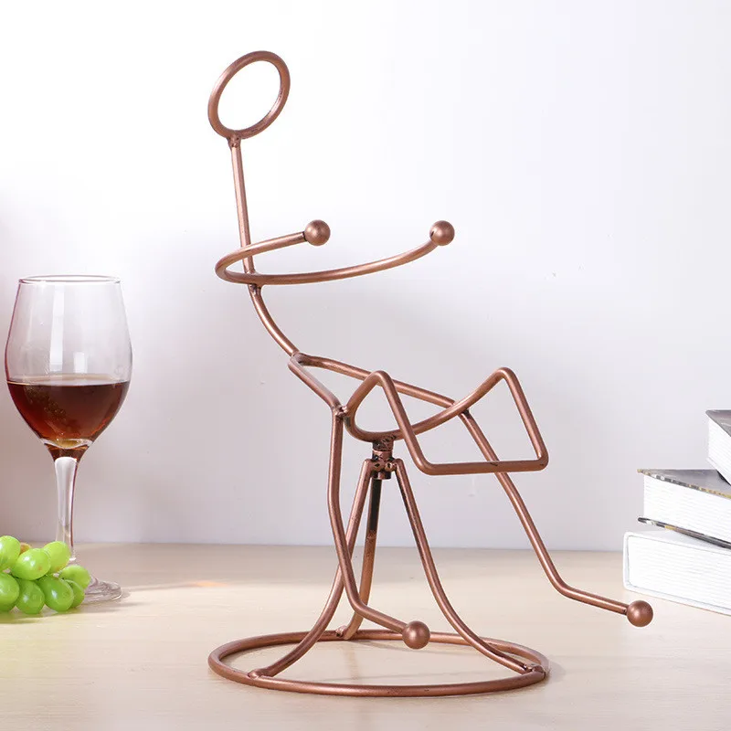 Модная 3D мультяшная Мужская стойка для красного вина из кованого железа в