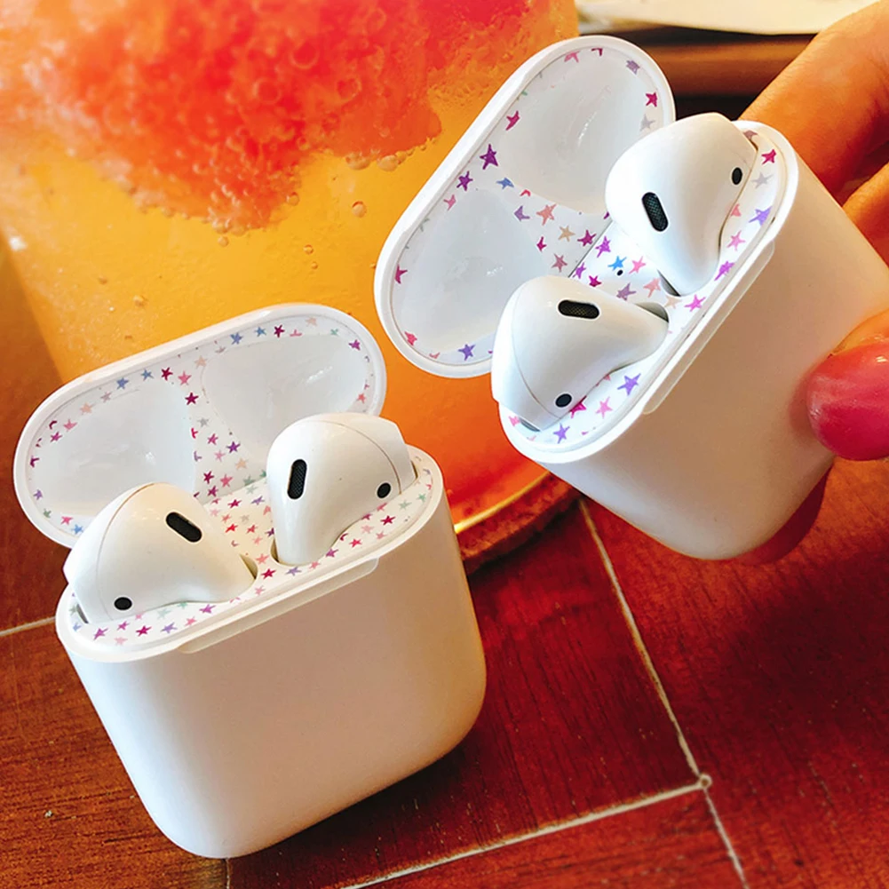 Пылезащитная наклейка чехол для Apple AirPods 1 2 Пылезащитная ПВХ наклейка s Защита кожи Coque для Airpods 2 1 Аксессуары