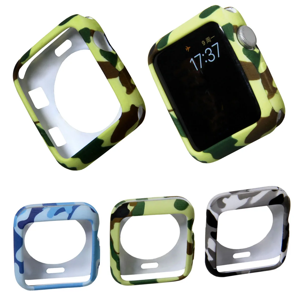 Чехол для Apple Watch Series 3 2 1 защитный чехол 38 мм 42 камуфляжный Мягкий силиконовый
