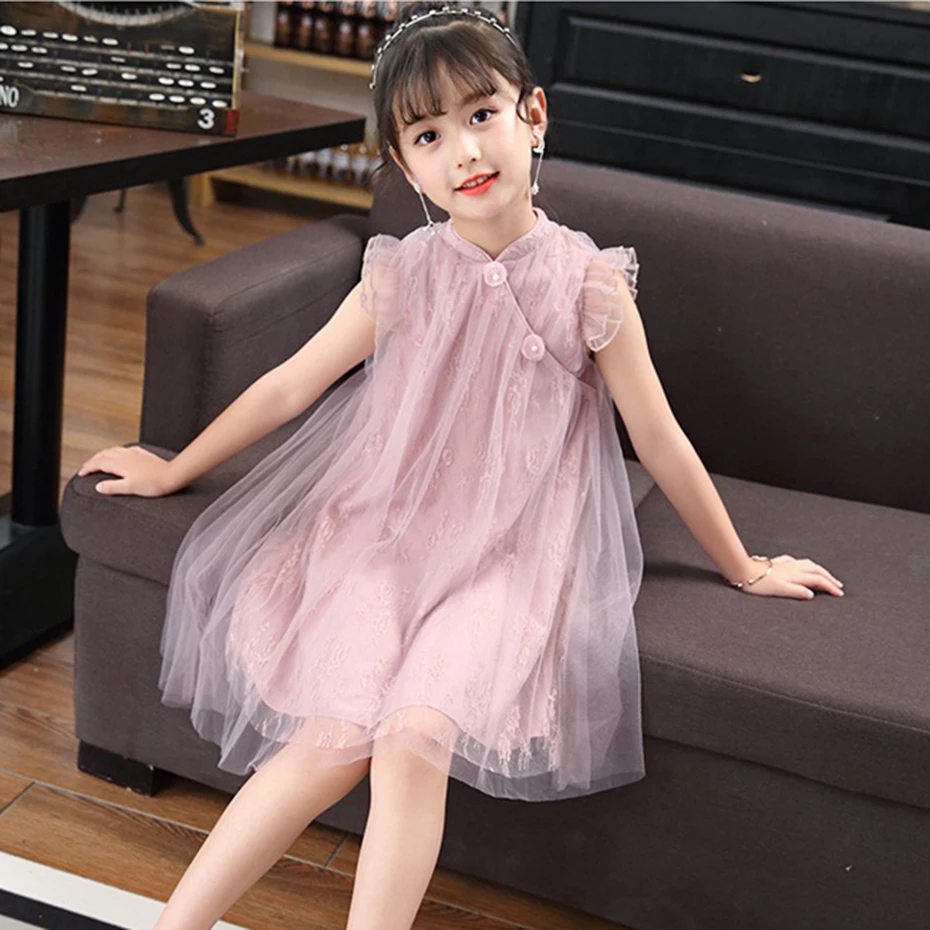 Платье принцессы для девочек кружевное детское вечернее платье сетчатые платья