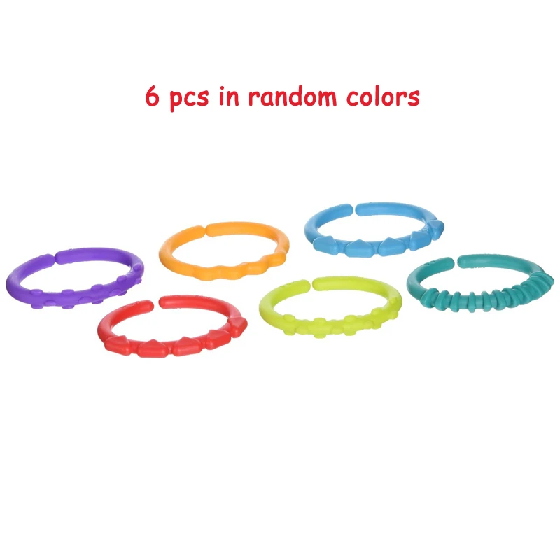 6 pcs random colors Jjovce детский игрушечный Радужный детский прорезыватель, куклы, цепь, кольцо сцепления, игрушка, звенья, держатель для подвешивания на круг, детский манеж, коляска, 0-12 месяцев - Цвет: 6 pcs random colors