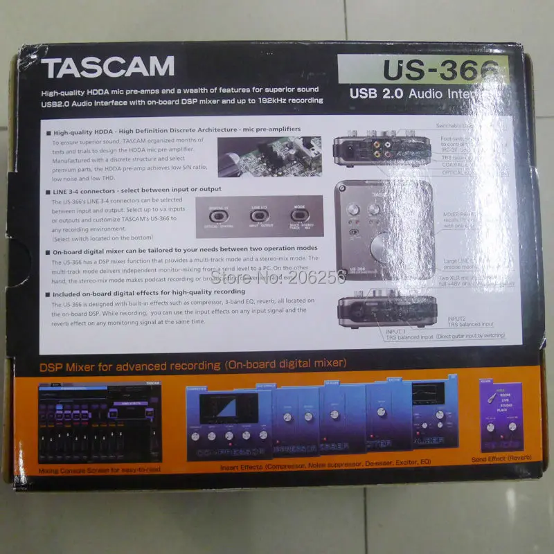 Дешевый промоушен Tascam us 366 USB аудио интерфейс с бортовым микшер DSP 4 в out звуковая