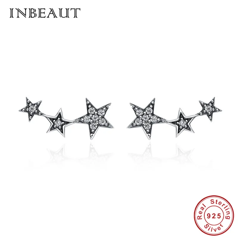INBEAUT, женские трендовые серьги-гвоздики, 925 пробы, серебряные, цветные, крылья мечты, единорог, милый кот, медведь, серьги с лапами, подарок на день рождения - Окраска металла: p175