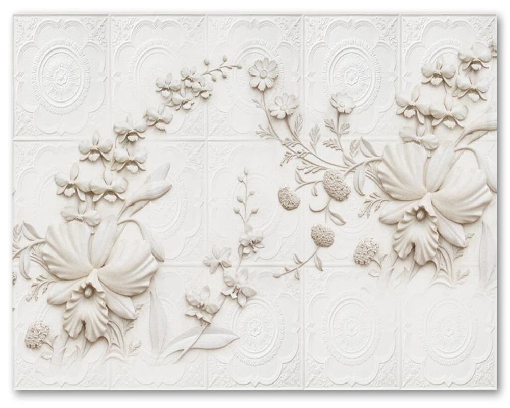 Beibehang Custom wallpaper 3d cubic meter White Jane European stonework Orchid TV background wall papel de parede | Обустройство дома