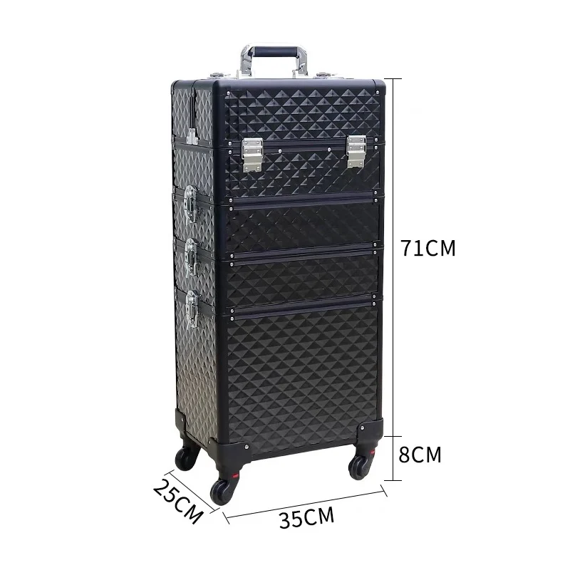 Upgrade 4 layer Новые женские косметички на колесиках, набор инструментов для макияжа ногтей, съемная Складная косметичка, дорожная сумка, чемодан на колесиках - Цвет: Upgrade 4 layer