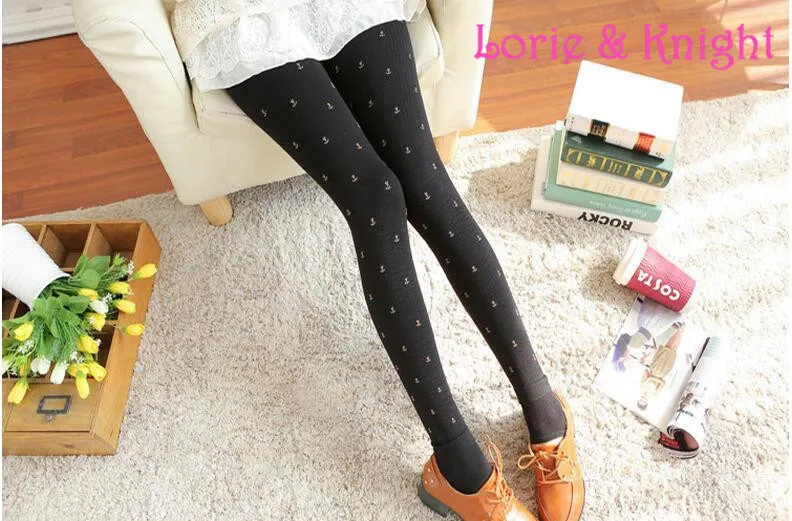 Японские Колготки с рисунком якоря сезон зима-осень плотные теплые тонкие
