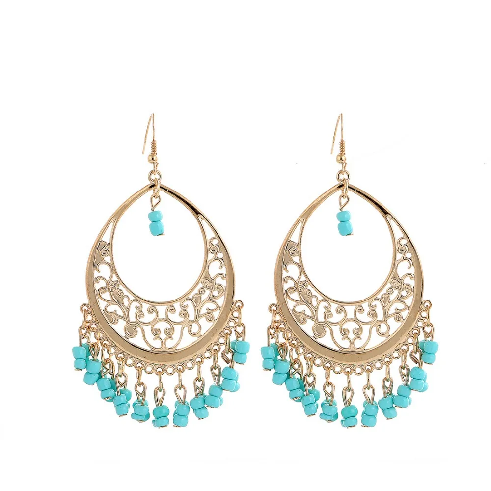 Серьги подвески в европейском и американском стиле ретро с полными бусинами