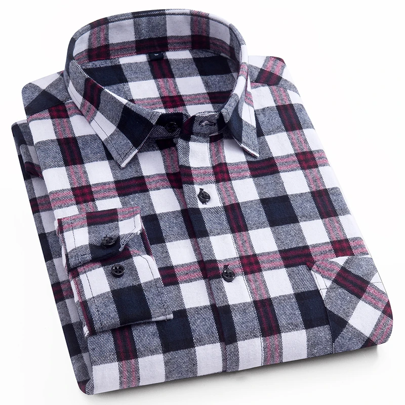 LISIBOOO New Fashion Mens Shirt Long Sleeved Cotton Men Shirt Plaid Casual Shirt Male Business Shirt Camisa Masculina