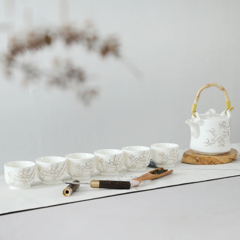 500 мл большой емкости японский стиль балка чайный горшок Слива пуэр керамическая