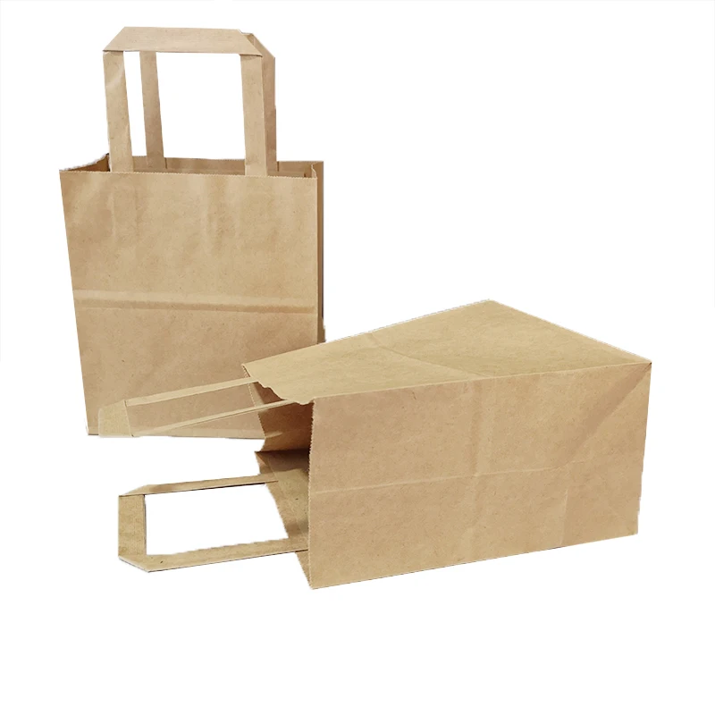 10 шт./лот Эко крафт-бумага бумажный мешок с плоской ручкой Подарочная сумка Белый