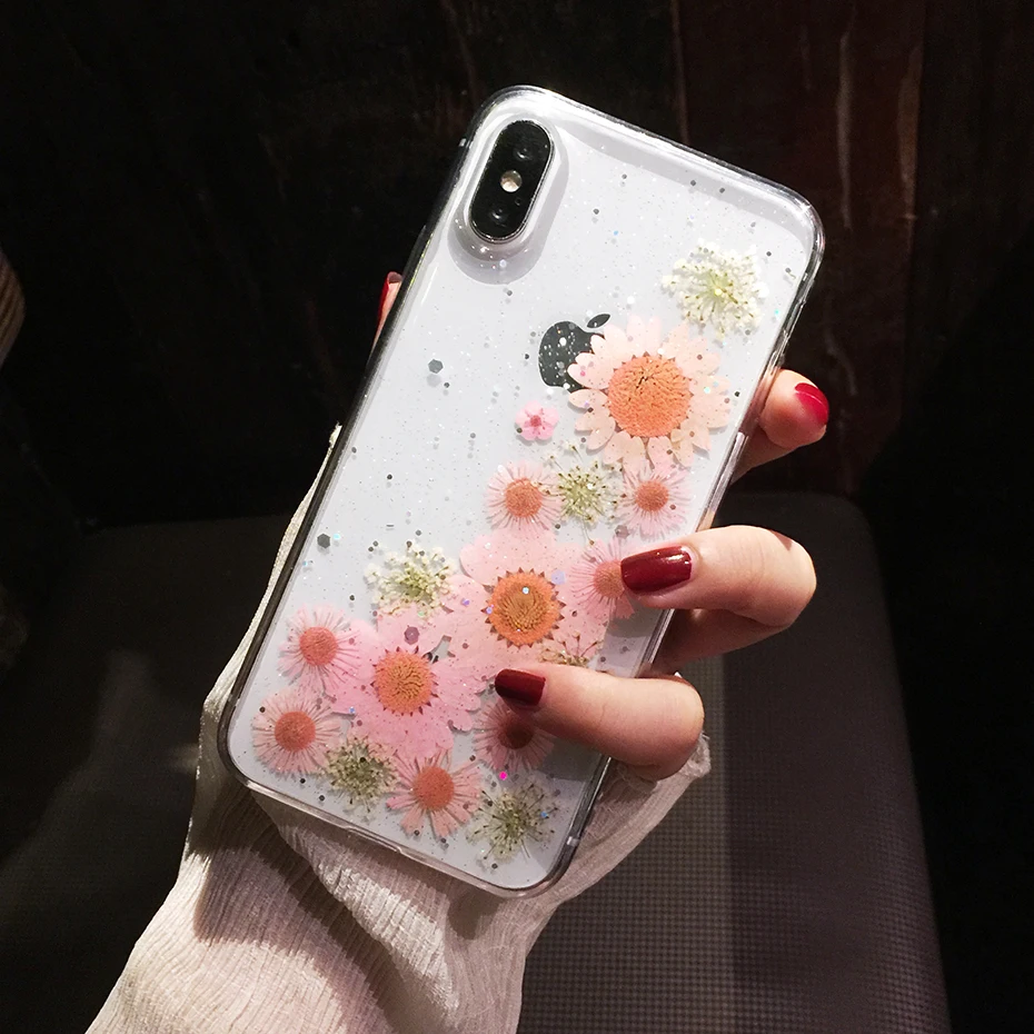 Чехол для телефона Qianliyao ручной работы с сушеными настоящими цветами iPhone 11 Pro Max X XS