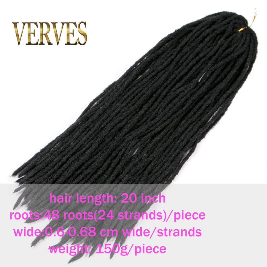 VERVES ручные дреды вязаные крючком косички 20 дюймов 48 корней в упаковке Locs Ombre