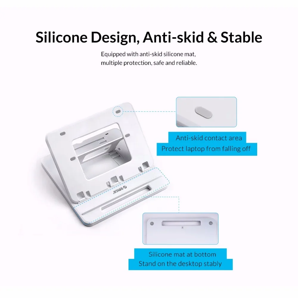 ORICO Tablet/Laptop Holder 7 Angles Adjustable Anti skid Silicone Hollow Heat dissipation Portable Design White/Black/Gray|Подставка для