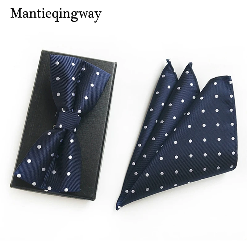 Mantieqingway полиэфир галстук для шеи набор деловых костюмов платок бантик в горошек