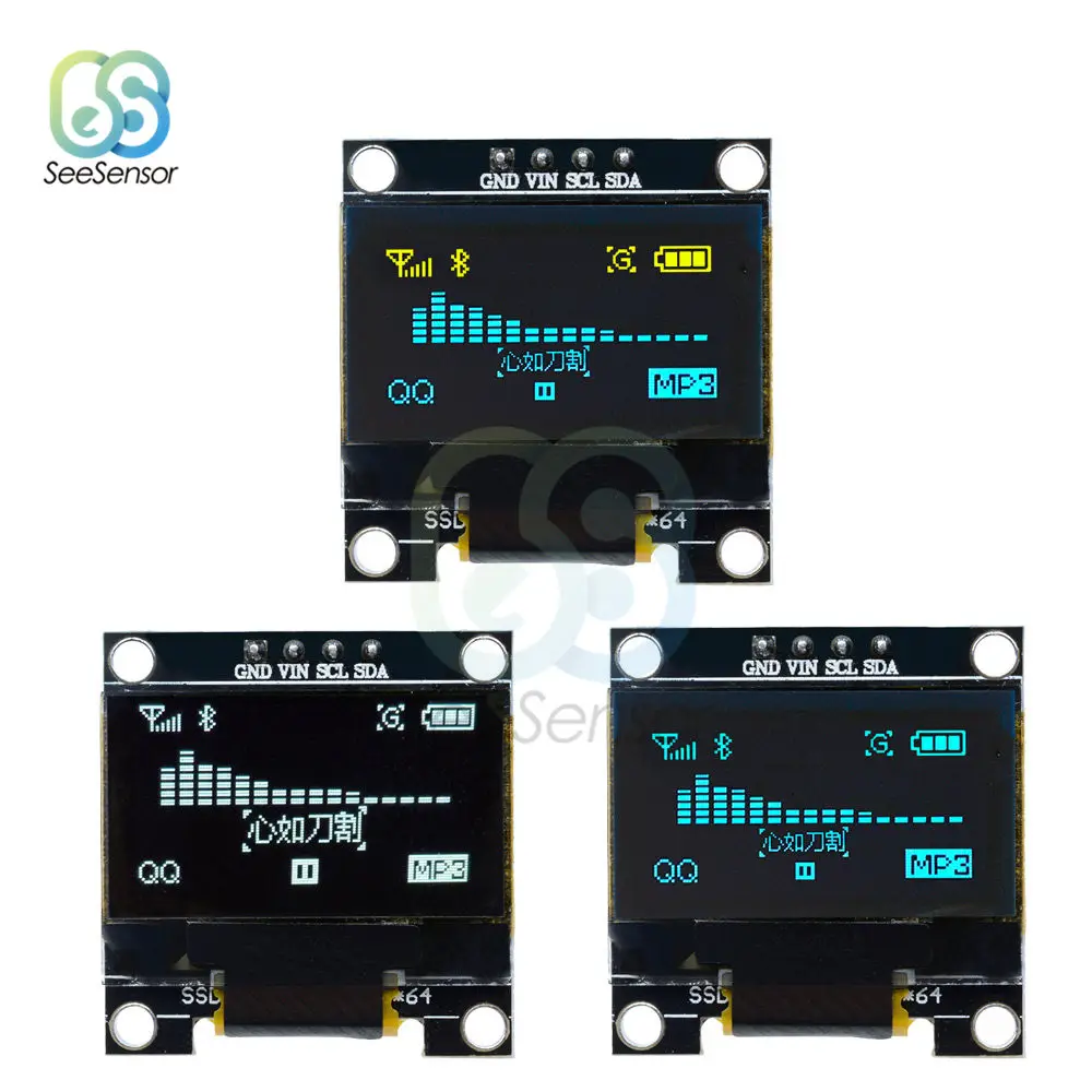 Модуль OLED 0 96 дюйма IIC Серийный белый/синий/желтый синий 128X64 I2C SSD1306 плата с ЖК
