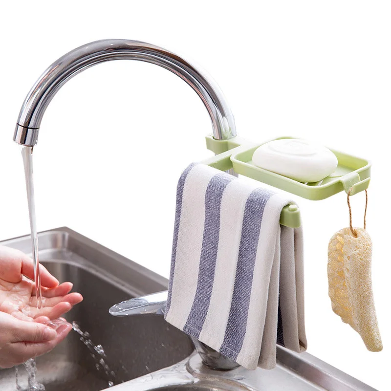 Творческий кран висит стеллаж для хранения раковину полки Полотенца стойки клип