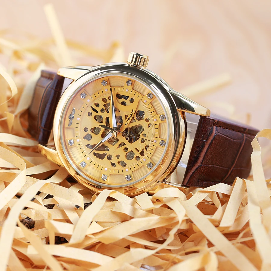 Часы наручные Winner Мужские механические модные дизайнерские брендовые роскошные