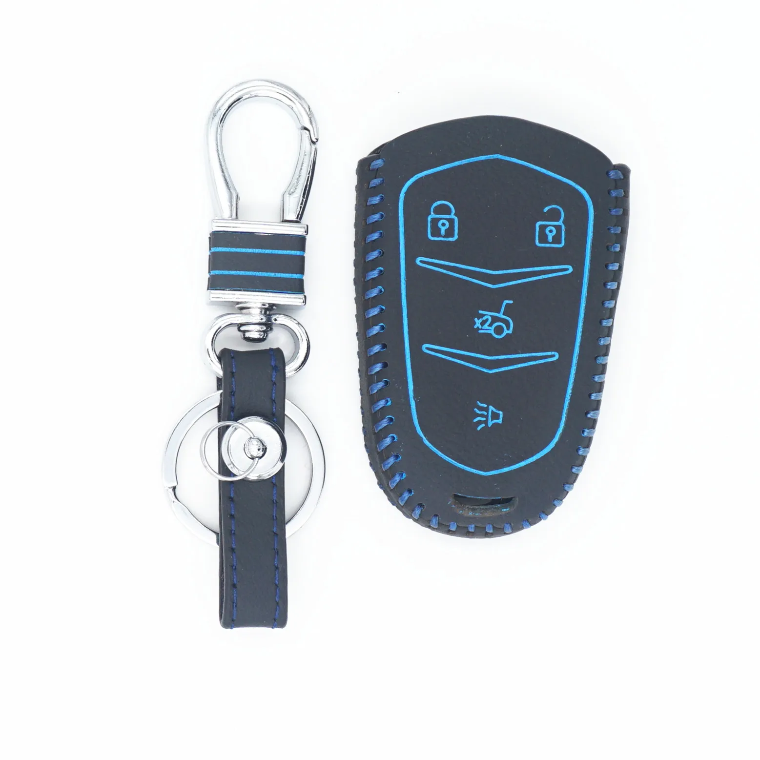 WFMJ Синяя кожаная задняя крышка с 4 кнопками для Брелока Для 2014 2015 2016 Cadillac ATS CTS XTS -