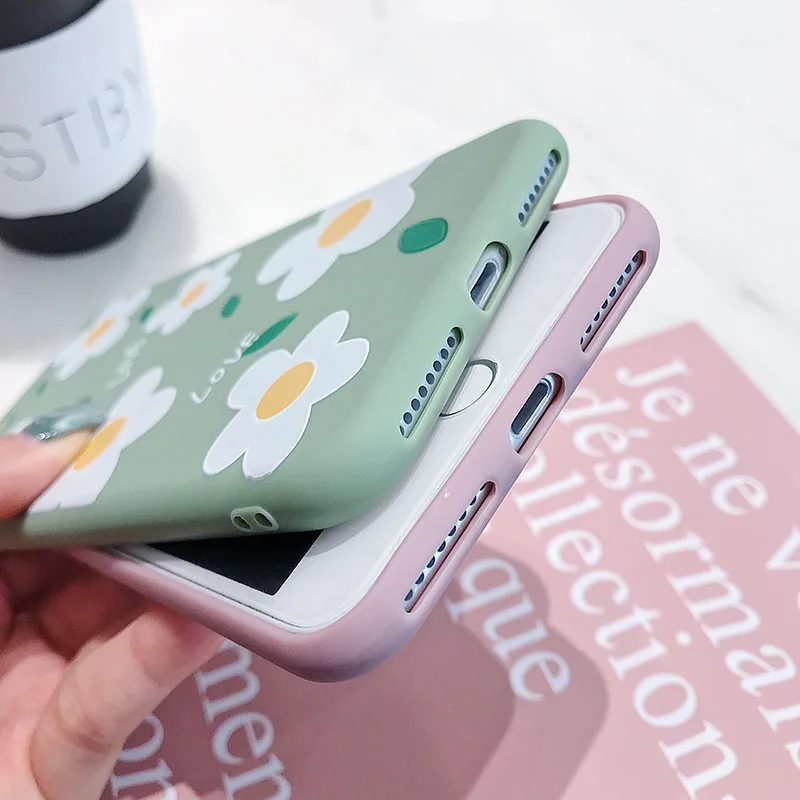 Милый чехол для телефона с цветами iPhone 7 8 6 S Plus мягкая задняя крышка из ТПУ Apple X XS MAX