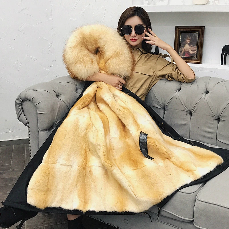 x-long (length105cm) OFTBUY, водонепроницаемая парка, зимняя куртка, женская шуба из натурального меха енота, Воротник из меха Капор из норки, съемная уличная одежда - Цвет: x-long (length105cm)