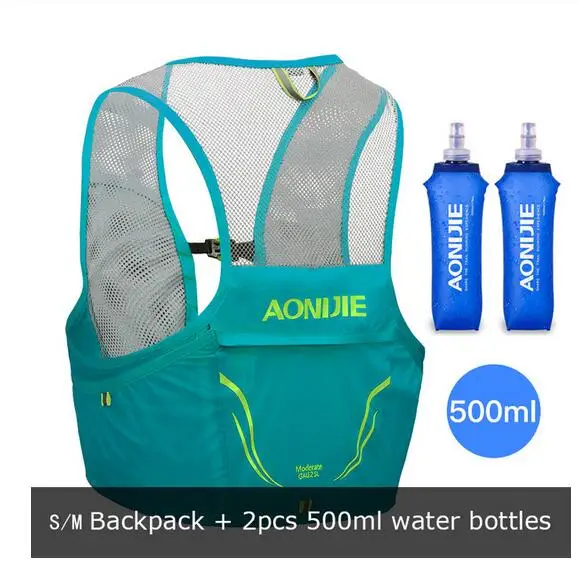 Green-SM-500ML AONIJIE легкий дышащий 2.5L рюкзак для бега жилет сумка Велоспорт марафон Портативный Сверхлегкий походный 500 мл мягкая фляга - Цвет: Green-SM-500ML