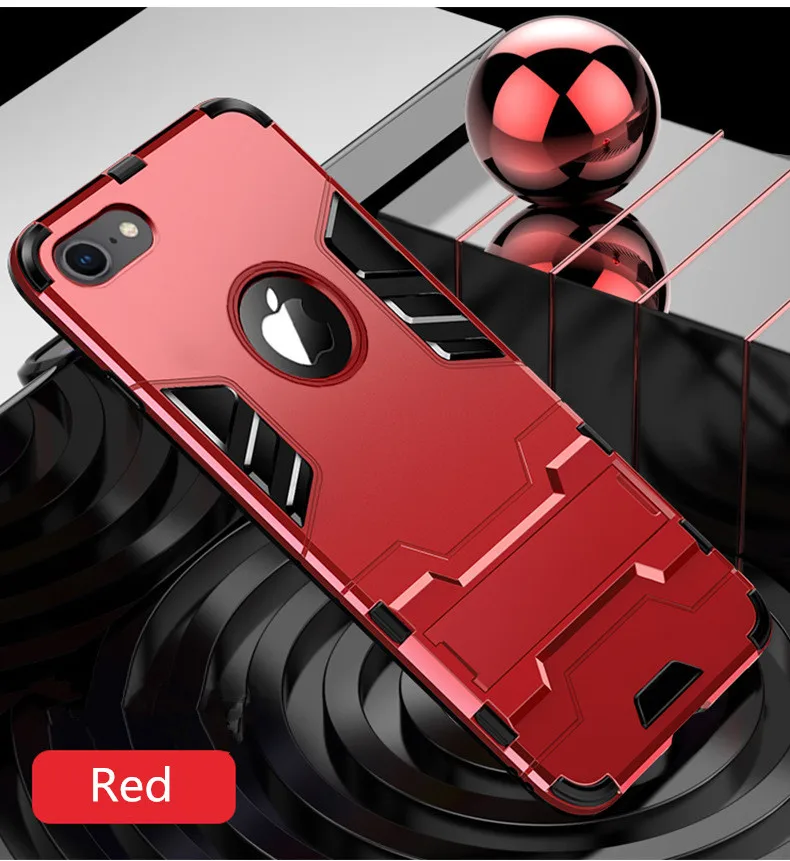red Для iphone 6 Чехол-гибрид Железный человек защитный ударопрочный жесткий чехол-подставка для iphone 7 6s 8 plus и iphone x xr xs max 5 s se - Цвет: red