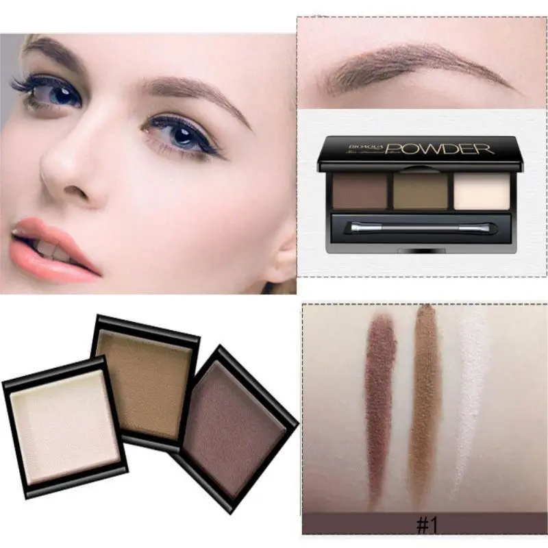 Палетка пудры для бровей водостойкий тени усилитель косметическая кисть
