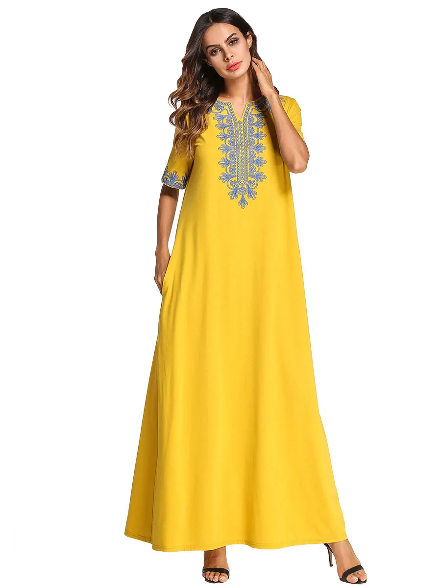 Мусульманские женщины хиджаб с длинными рукавами платье макси абайя jalabiya