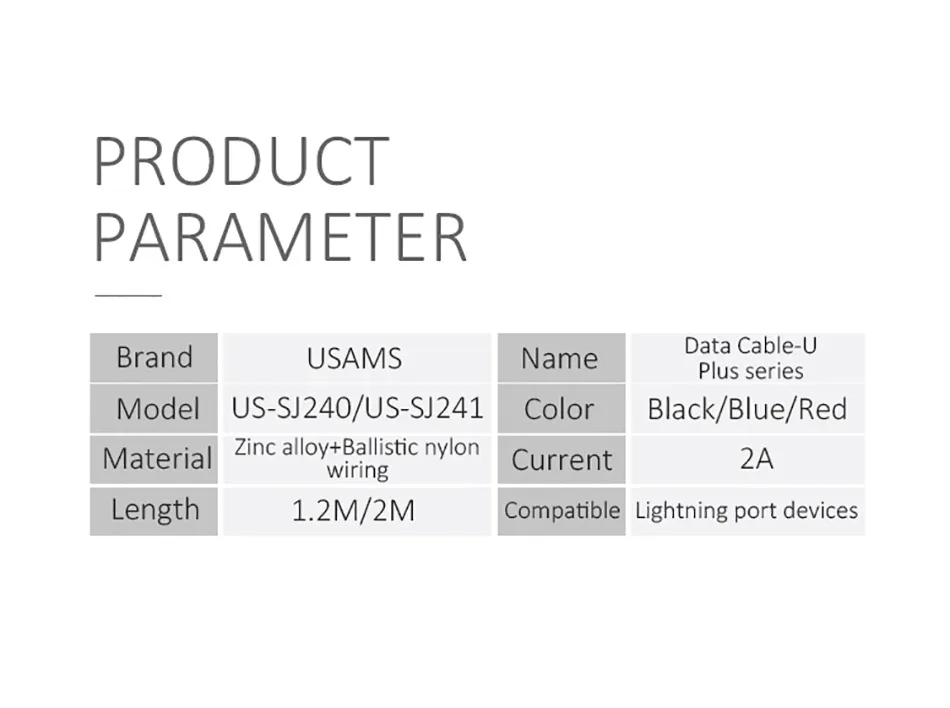 Мобильный телефон USB кабель для iPhone 6 6S кабель, USAMS 2A кабель для быстрой зарядки светодиодный светильник кабель синхронизации данных для iPhone X 8 7 6 5 5S SE 5c