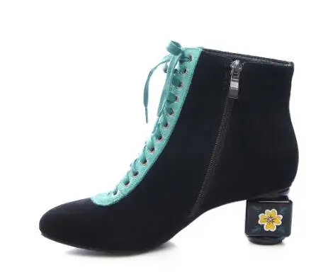 2018 г. женские Весна и осень с круглым носком на среднем каблуке ботильоны модные