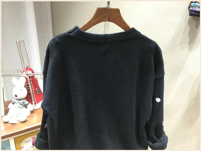 2018 настоящее полное пончо пуловер новый корейский вышитый цветок украшение с