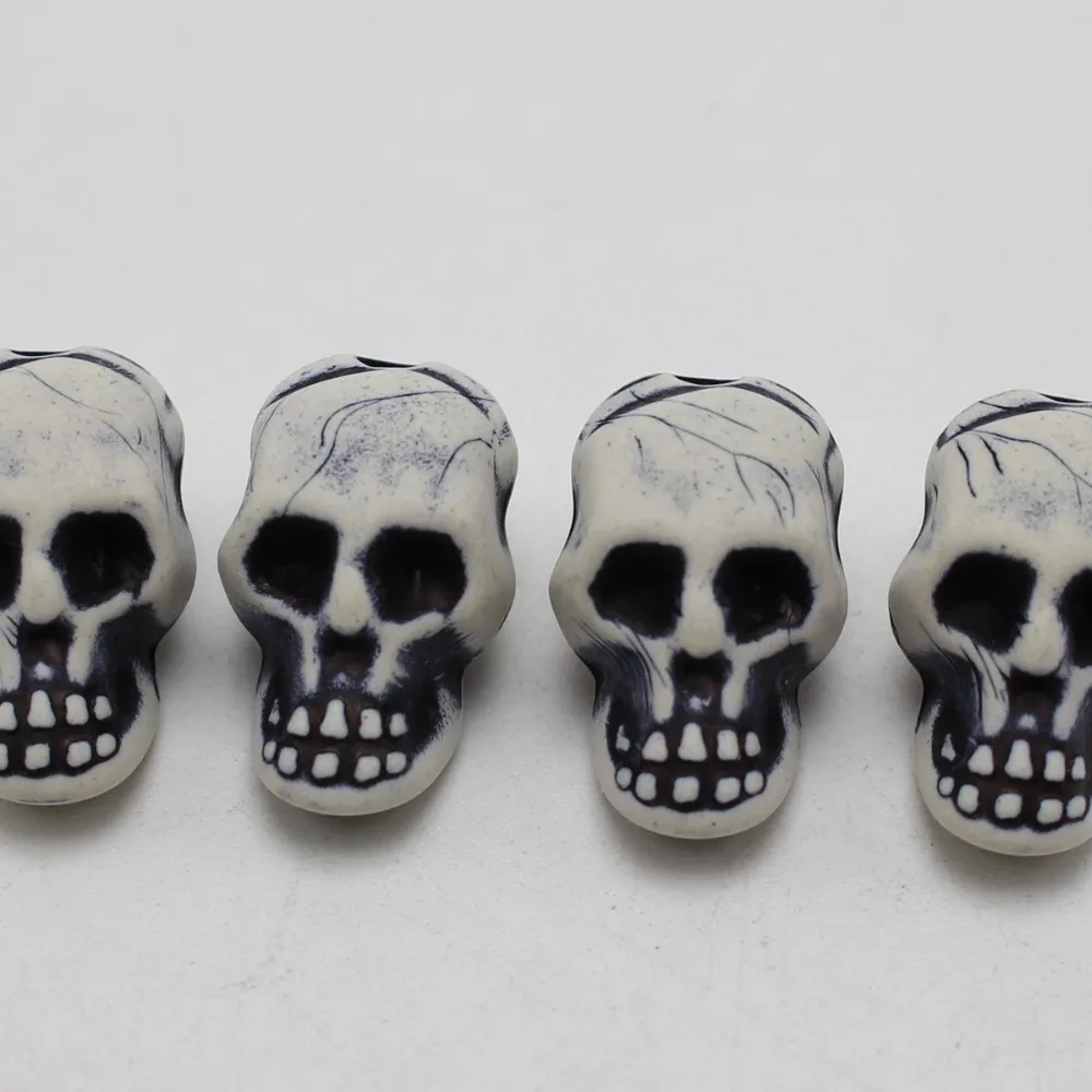 25 White Acrylic Halloween Gothic Skeleton Skull Beads 21X13mm | Украшения и аксессуары